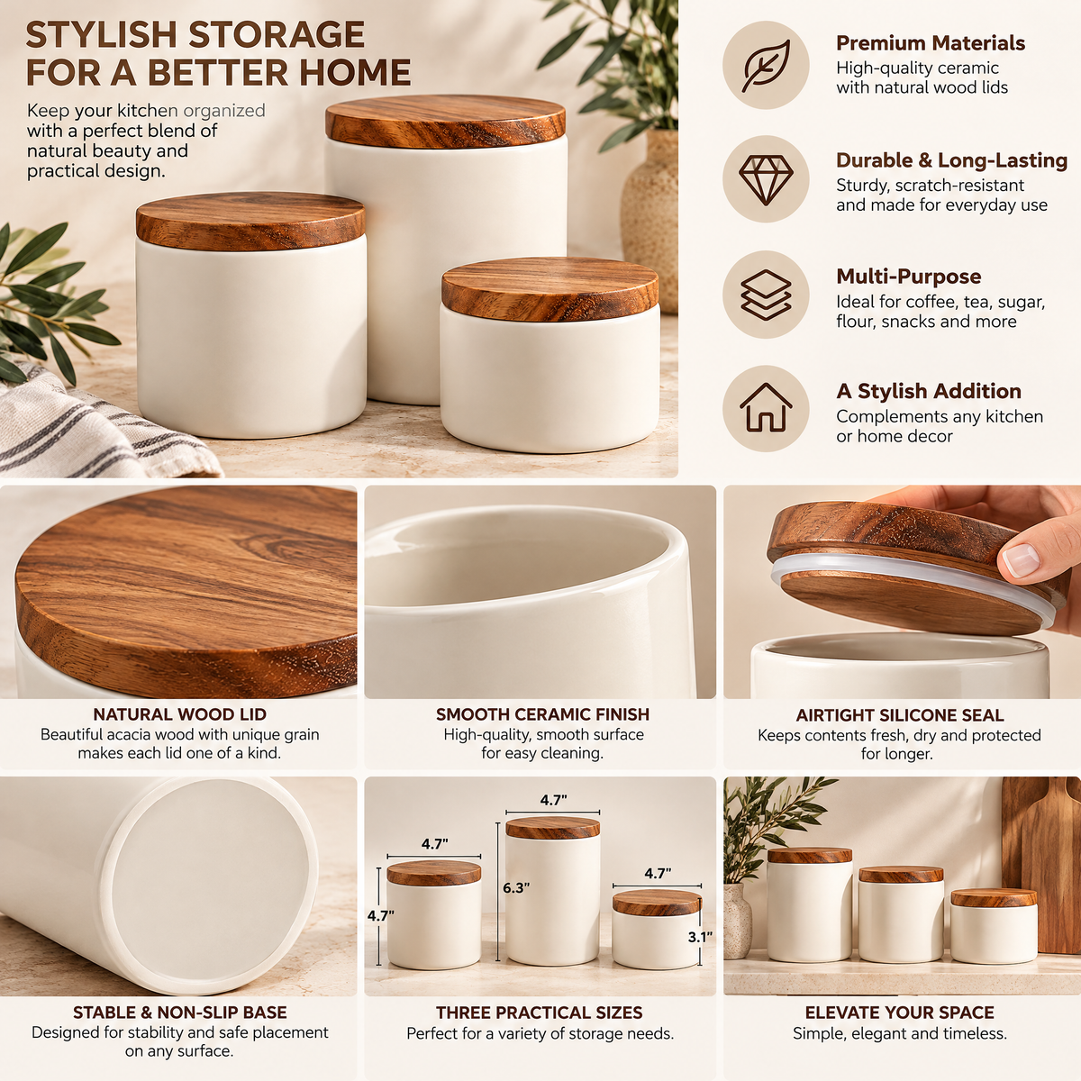 Haertya™ Ceramic Pantry Canister Set — feature details