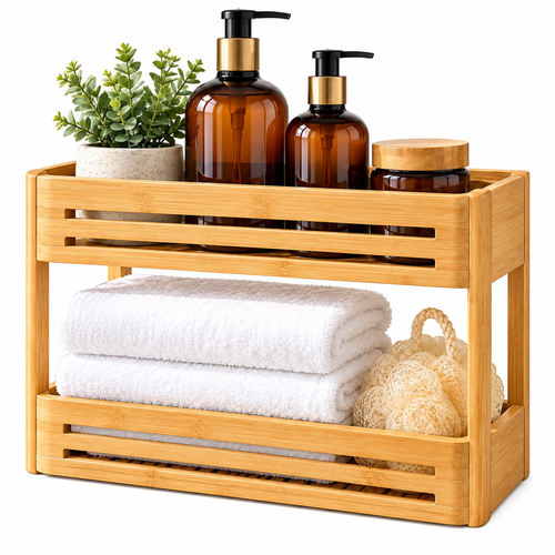 Haertya™ Bamboo Shower Caddy Organizer — branded product view