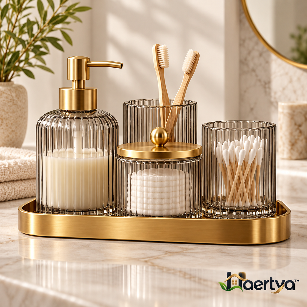 Haertya™ Ribbed Glass Vanity Organizer Set — additional product view