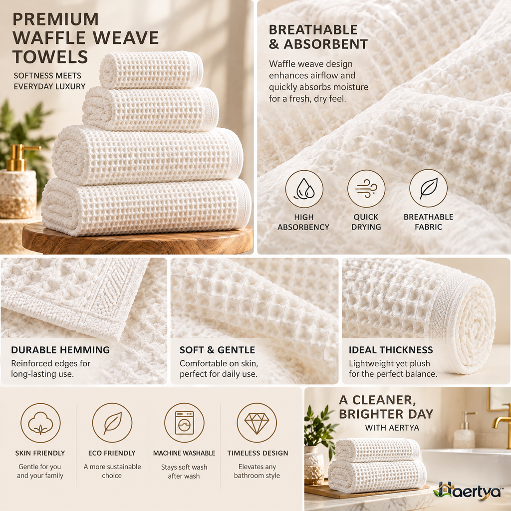Haertya™ Waffle Weave Bath Towel Set — feature details