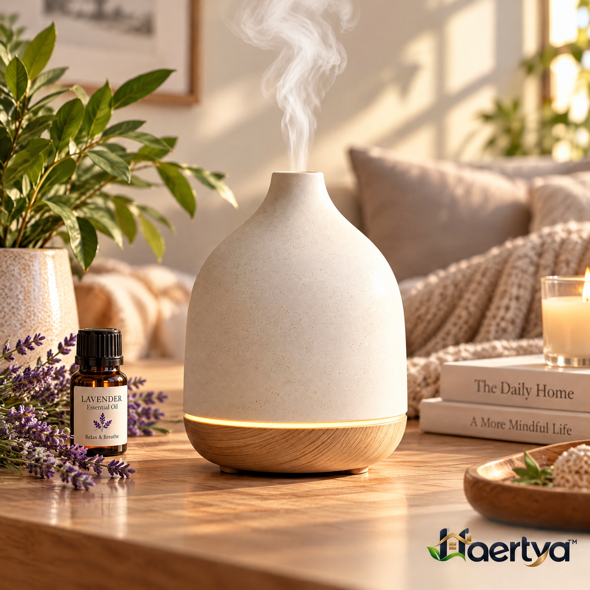 Haertya™ Ceramic Ultrasonic Aroma Diffuser — lifestyle setting